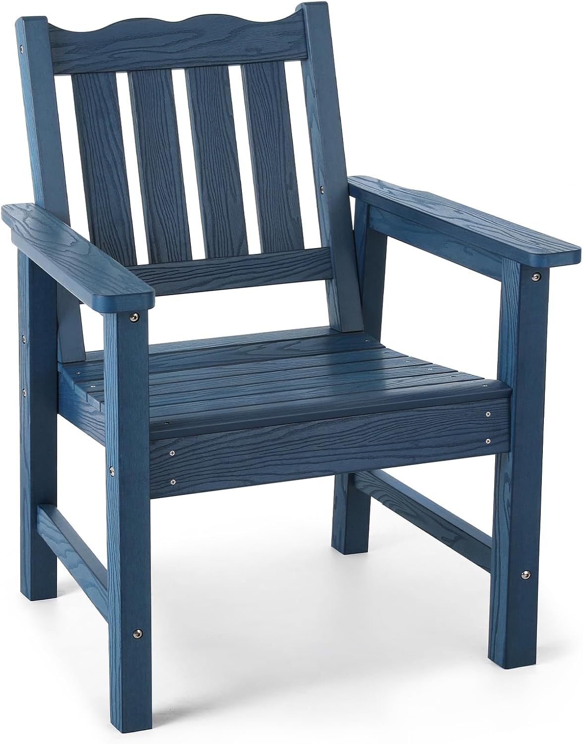 Stoog All-Weather Patio & Garden Chair, Outdoor Dining Chair with Curved Backrest, 400 lbs Support, for Backyard, Garden, Porch, Pool and Deck, Blue