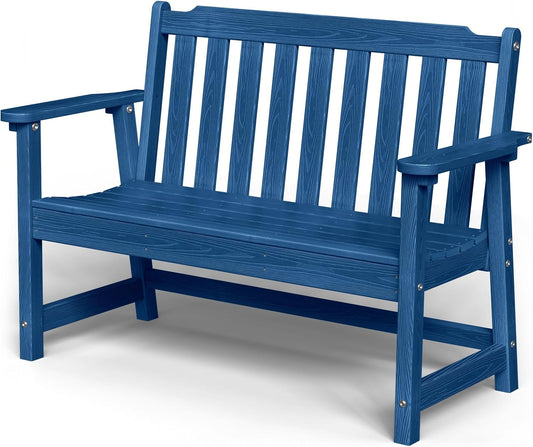 Outdoor Bench, 2-Person HDPE Garden Bench, All Weather Poly Patio Bench for Outdoors, Garden, Backyard, Porch and Park, 660 lbs Weight Capacity, Navy Blue