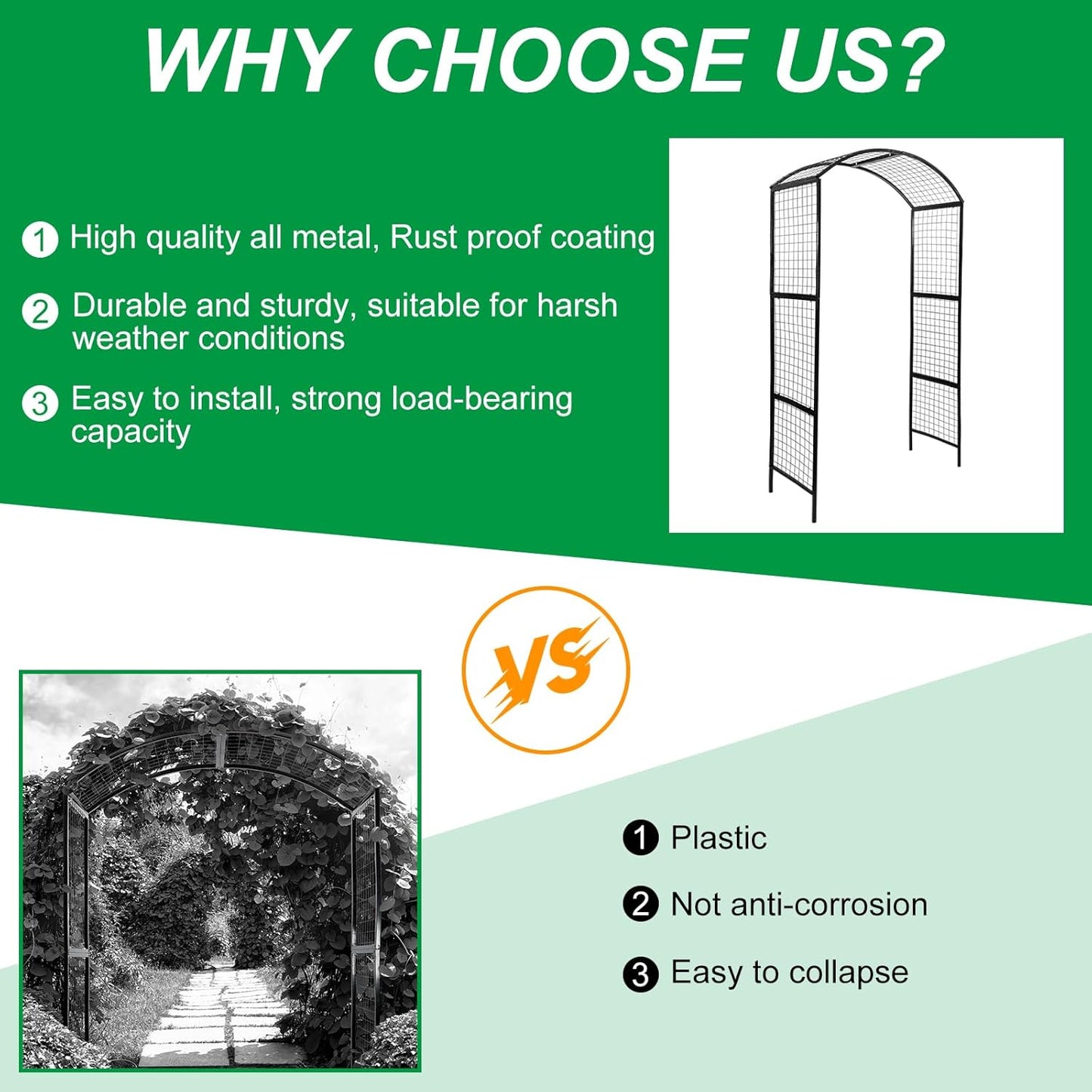 1 PC Metal Garden Arch Garden Trellis for Climbing Plants, Vines, Roses, Outdoor Pergola Trellis with Stake, Wide Garden Archway Arbor Trellis for Lawn Wedding Bridal Party Decor Ceremony