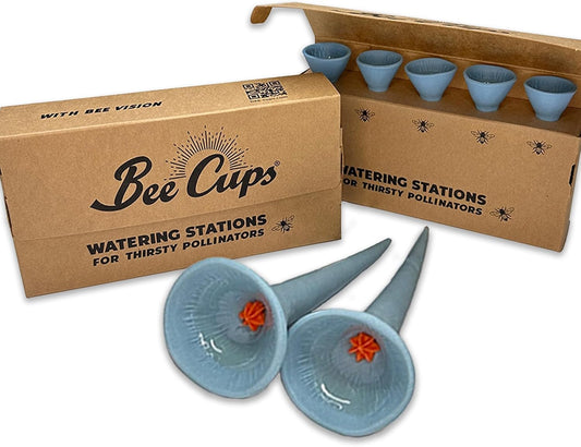 5 Pack, Bee Watering Station, 100% Handmade Porcelain, Bee and Butterfly Feeder for Garden, Outdoor Feeders for Thirsty Pollinators, Plastic Free, Bee Attracting Glaze (5, Morning Glory)