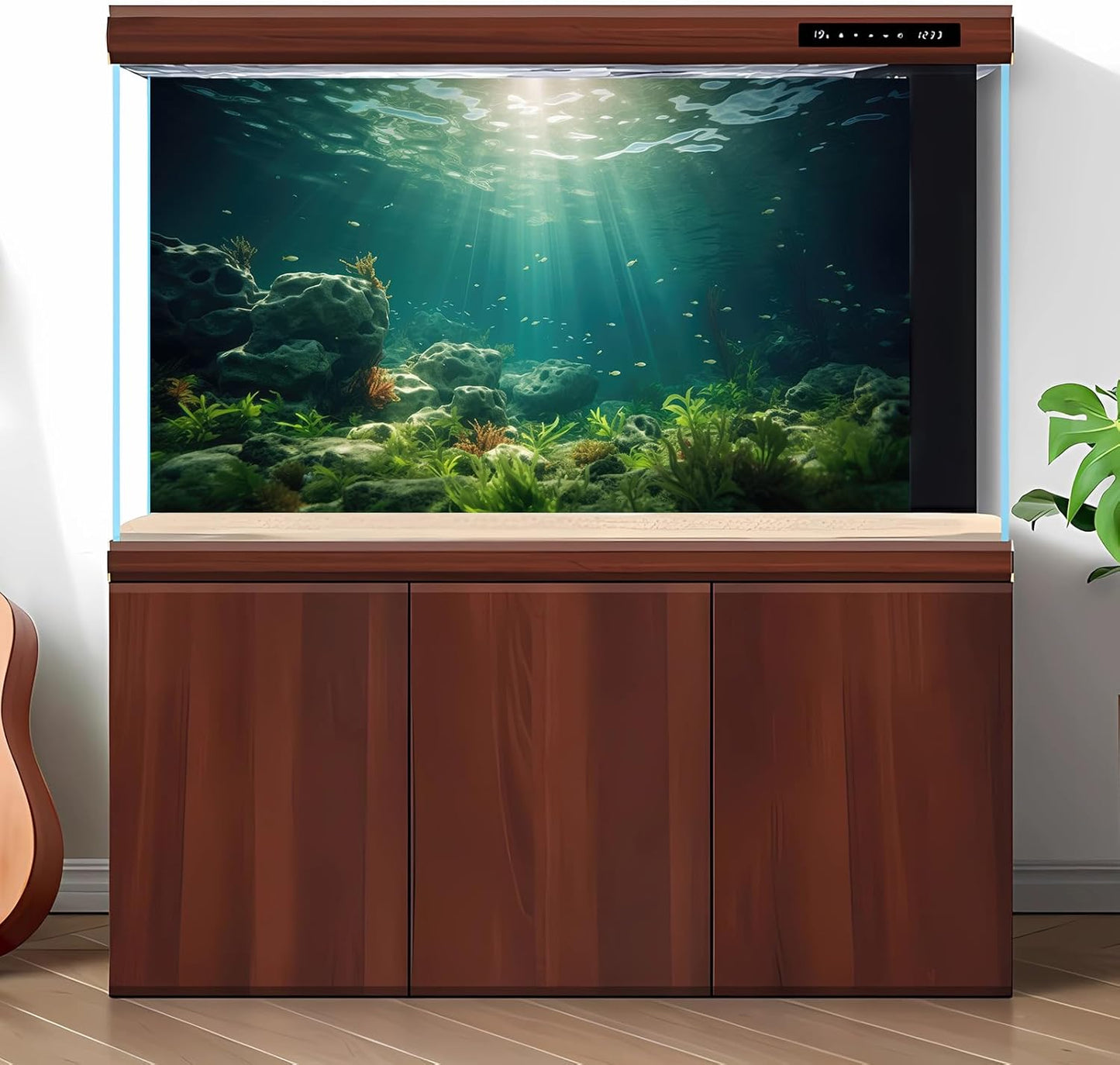 Under The Sea Aquarium Background Deep Sea Aquatic Plants Fish Tank Background Underwater Rock Sunray Terrarium Backgrounds Tropical Fish Deep Ocean Floor Fish Tank Backgrounds 48x20in