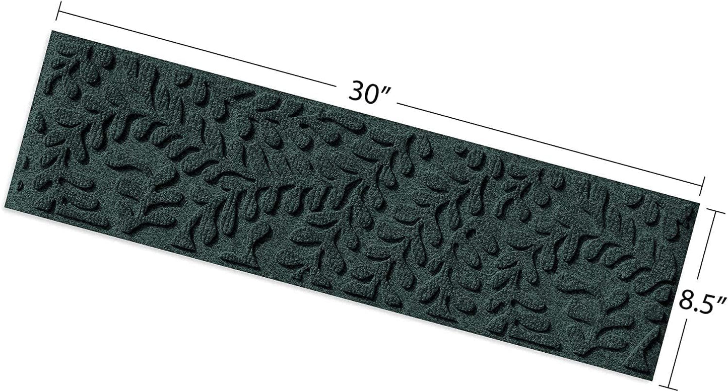 Waterhog Stair Treads (Set of 4) – 8 1/2 x 30 Inches, Durable,Water-Trapping, Indoor/Outdoor Floor Covering, Boxwood Collection – Made in USA, Evergreen