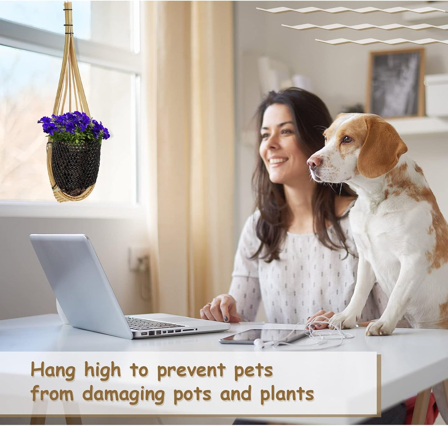 Yookeer 2 Pack Hanging Orchid Planter 4 Inch Thai Bamboo Hanging Orchid Basket with Metal Hook Decorative Bird Nest Style Plant Hangers for Trellis & Gazebo Indoor Outdoor Patio Garden Flower Planter