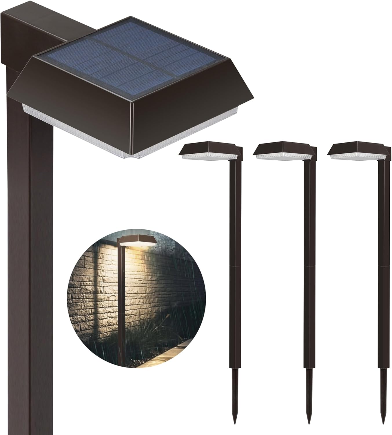 Bobcat Solar Pathway Lights Super Bright 300 lumens with 2-in-1 Warm White and Daylight Modes, Dark Brown Solar Lights for Outdoor Path, Sidewalk, Driveway or Walk Way Light(4 Pack)