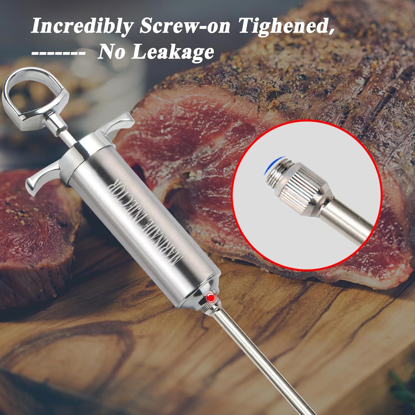 Meat Injector,Turkey Seasoning Injection Kit with 3 Professional Marinade Injector Needles for Grill Smoker BBQ Brisket; Include User Manual, E-Book - Storage Case