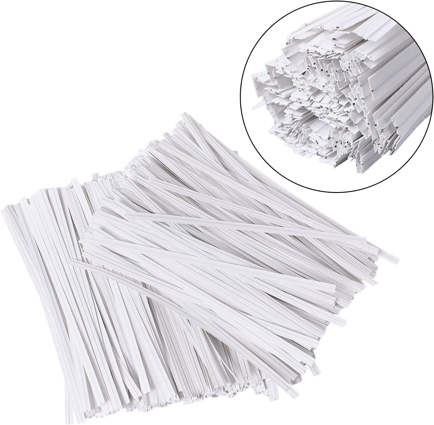 500 Pcs 5" White Paper Twist Ties Reusable Bread Ties, for Party Cello Candy Bread Coffee Bags Cake Pops