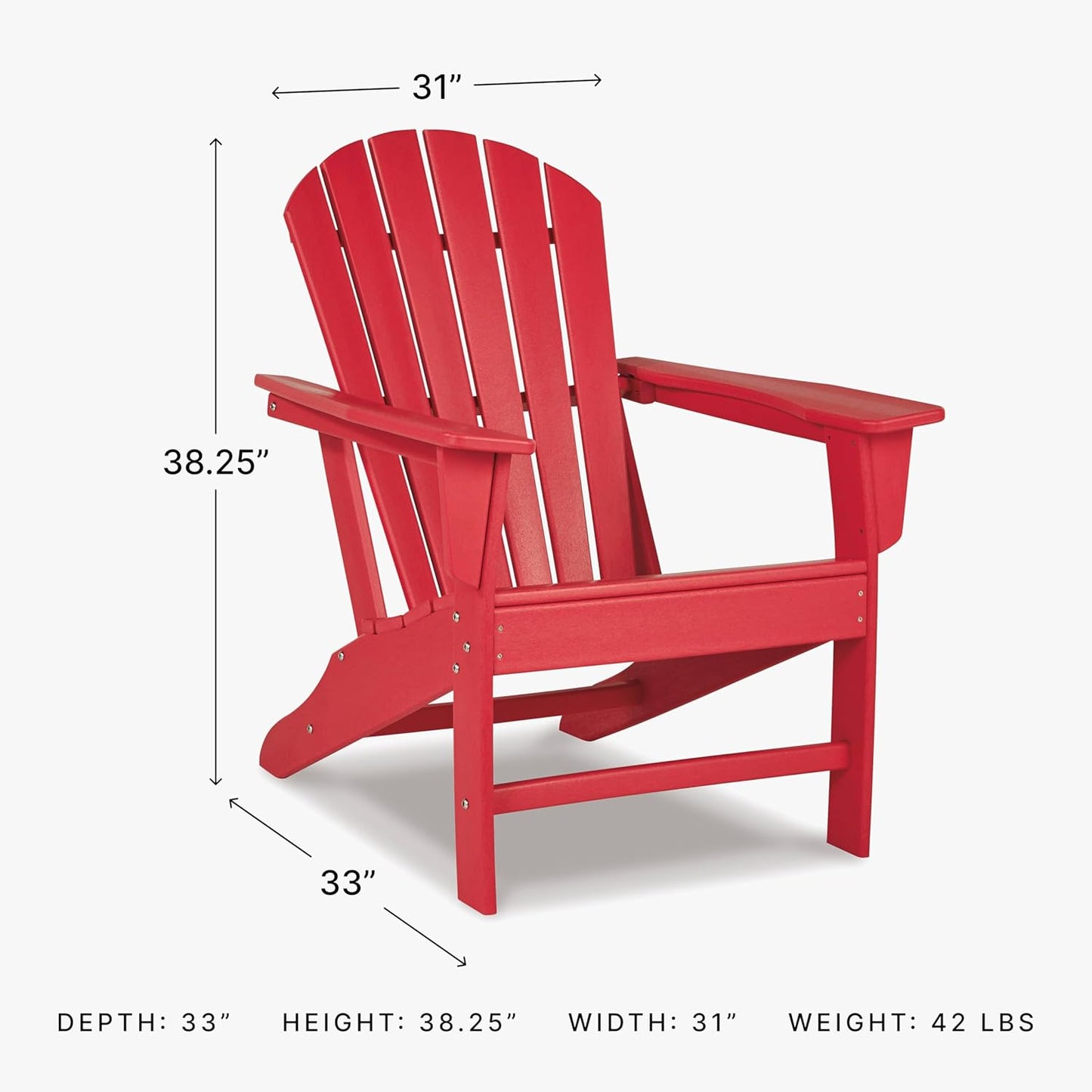 Signature Design by Ashley Sundown Treasure Outdoor Patio HDPE Weather Resistant Adirondack Chair, Red