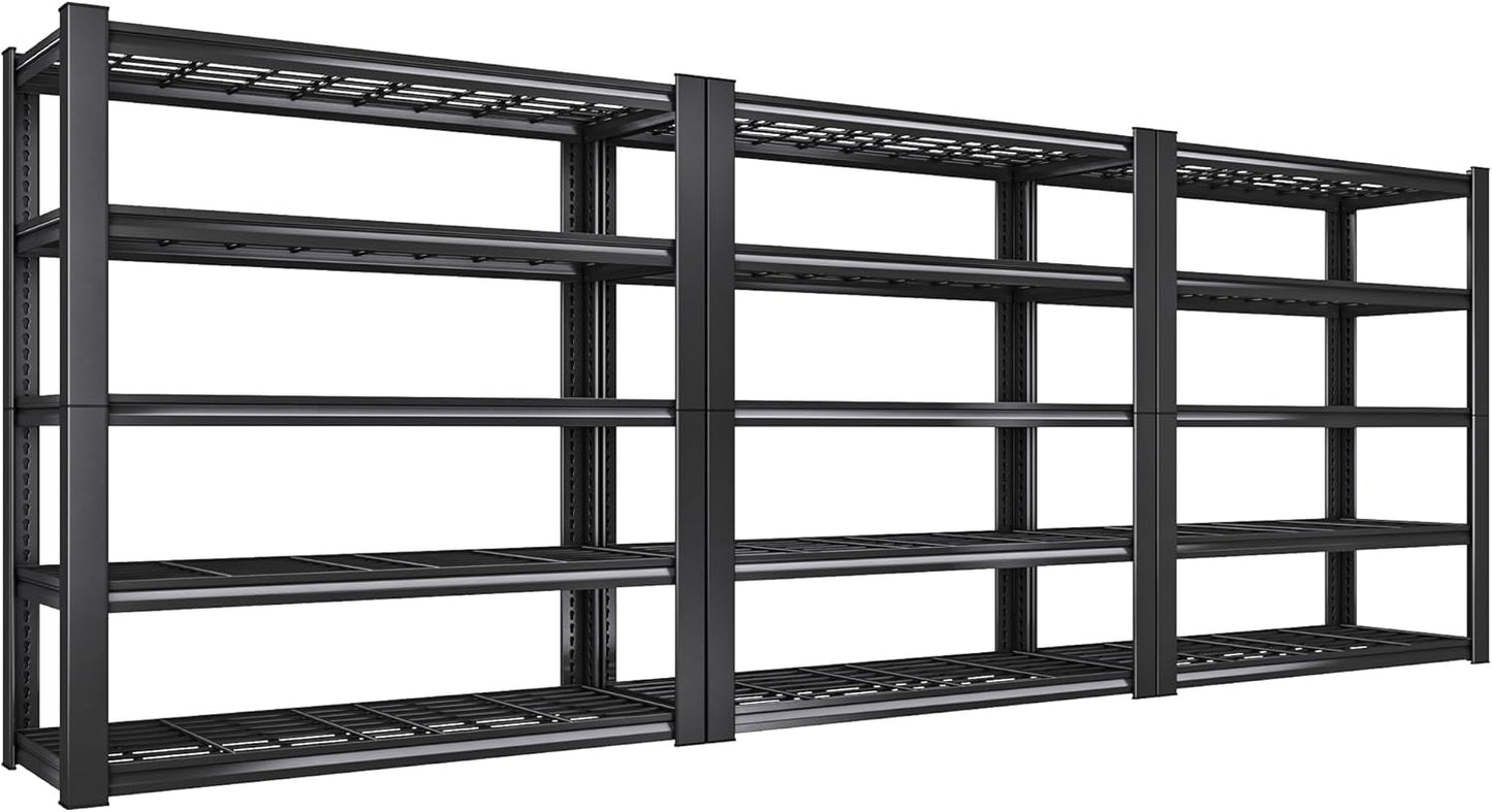 REIBII 3010LBS Storage Shelves 72" H Garage Shelving Heavy Duty Metal Shelving 5 Tier Adjustable Metal Shelves for Storage for Kitchen Pantry Warehouse Basement 72" H x 35.5" W x 16" D, 3 Pack
