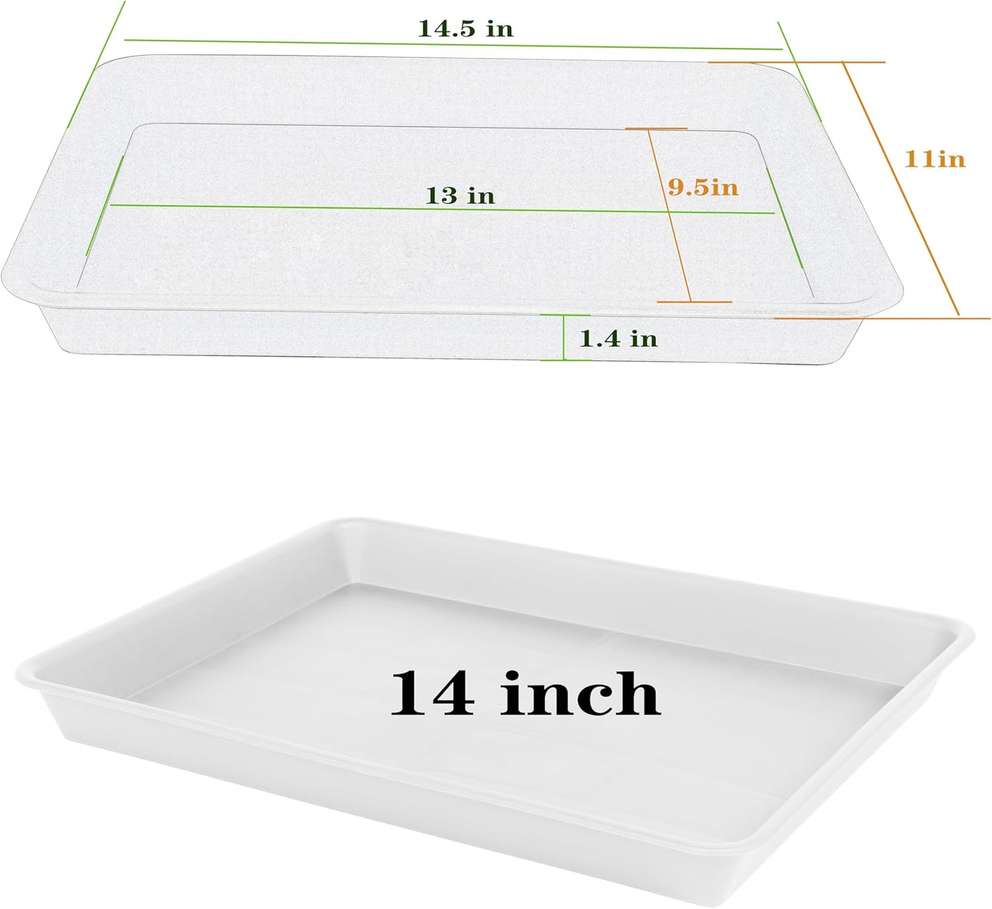 4 Pack Plant Growing Nursery 1020 Trays, Plant Saucer Tray, Heavy Sturdy Seed Starting Trays, Plant Starter Trays for Indoors No Holes, Seed Starter Growing Tray (22"x11.2", Creamy White)