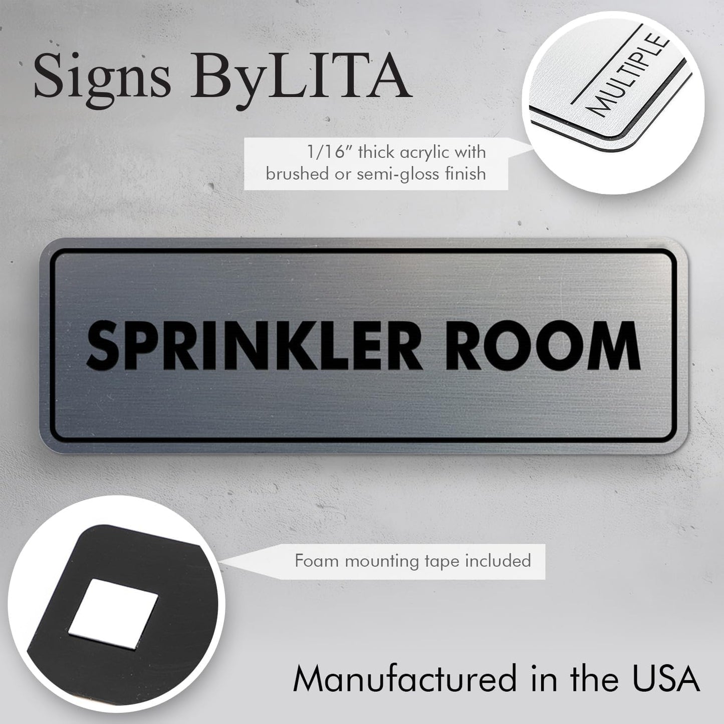 Signs ByLITA Standard Sprinkler Room Sign (White) - Small 2 Pack