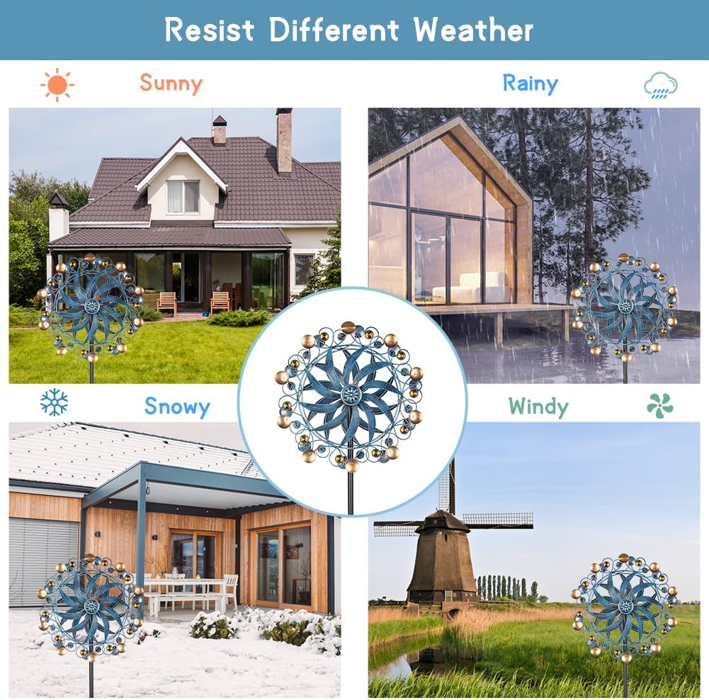 Stargarden Wind Spinner, Retro Wind Spinner Outdoor Metal Pinwheels, 63 * 13 Inch Kinetic Windmill for Yard and Garden Decor