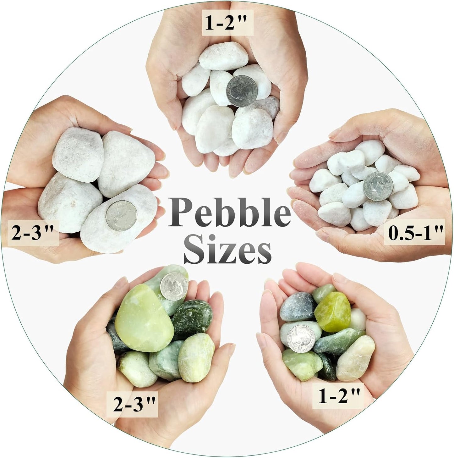 10 lbs White Gravel for Aquarium, 2-3 Inch Large Pebbles for Planters, Decorative River Rocks for Plants Indoor, Landscaping, Vases, Fish Tank, Crafting and Garden