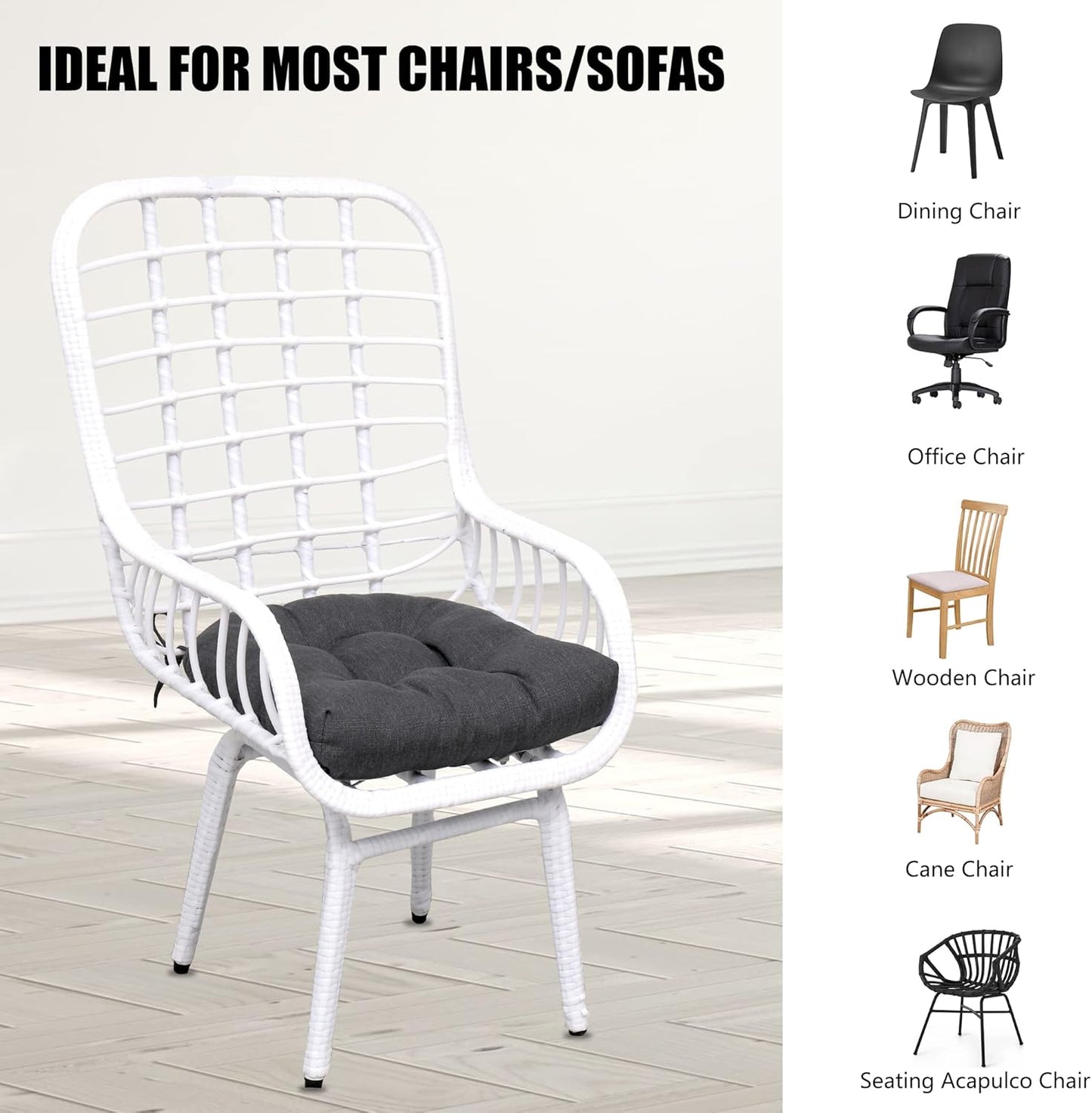 RACE LEAF 4 Pack Patio Chair Cushions 17x17 Inch, Thickened Waterproof Cushions with Stain Resistant Cover and Non-Slip Ties for Patio Furniture (Gray)