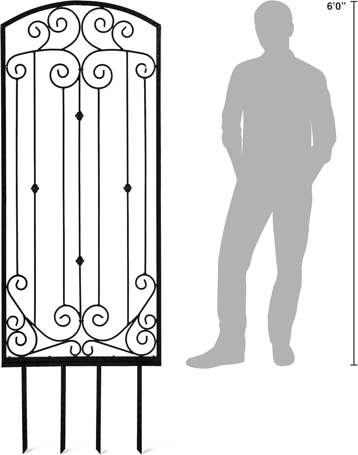 H Potter Black Trellis Garden Large Wrought Iron Heavy Scroll Metal Decoration Weather Resistant Lawn Patio Screen (Regular Black)