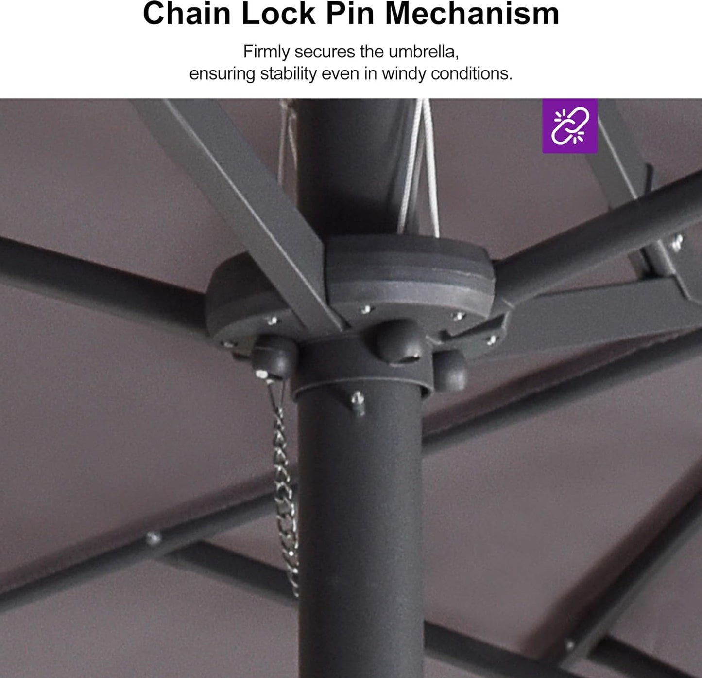 PURPLE LEAF 15ft Patio Market Umbrella with Base Included Double-Sided Rectangle Outdoor Umbrella Table Umbrella with Crank for Pool Garden Deck, Light Grey