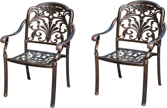 Outdoor Dining Chair Cast Aluminum Patio Chairs Set of 2 All-Weather Patio Dining Chair with Adjustable Feet for Backyard Garden (Violet Chair)