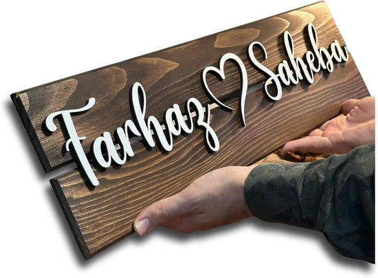 Personalized Wooden Couples Name Sign, Valentine's Day Gifts for Couples, Custom Engagement Gifts, Rustic Wall Decor, Wedding Gifts for Wife, 3D Pallet Sign