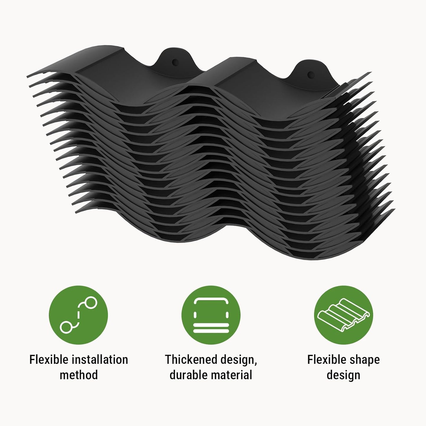 Mars Villa 40FT Landscape Edging No Dig, Interlocking Landscape Edging 5.9In Garden Edging Border with 64 Stakes, Plastic Flower Bed Border Flexible Edging for Landscaping, Lawn Patio (Black,32Pcs)