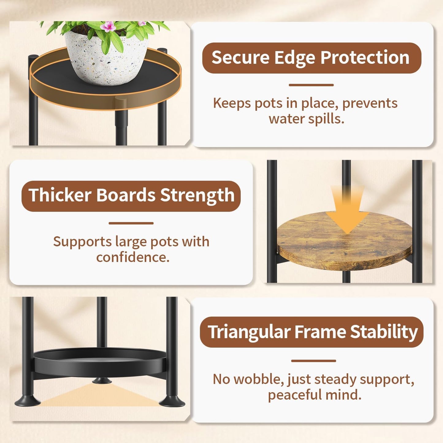 LASZOLA 4 Tier Black Plant Stand Indoor for Large Tall Heavy Duty Flower Planter, Metal Vertical Multi Level Rack for Narrow Floor Corner, Sturdy Round Holder Organizer, Modern, Mid Century, Farmhouse