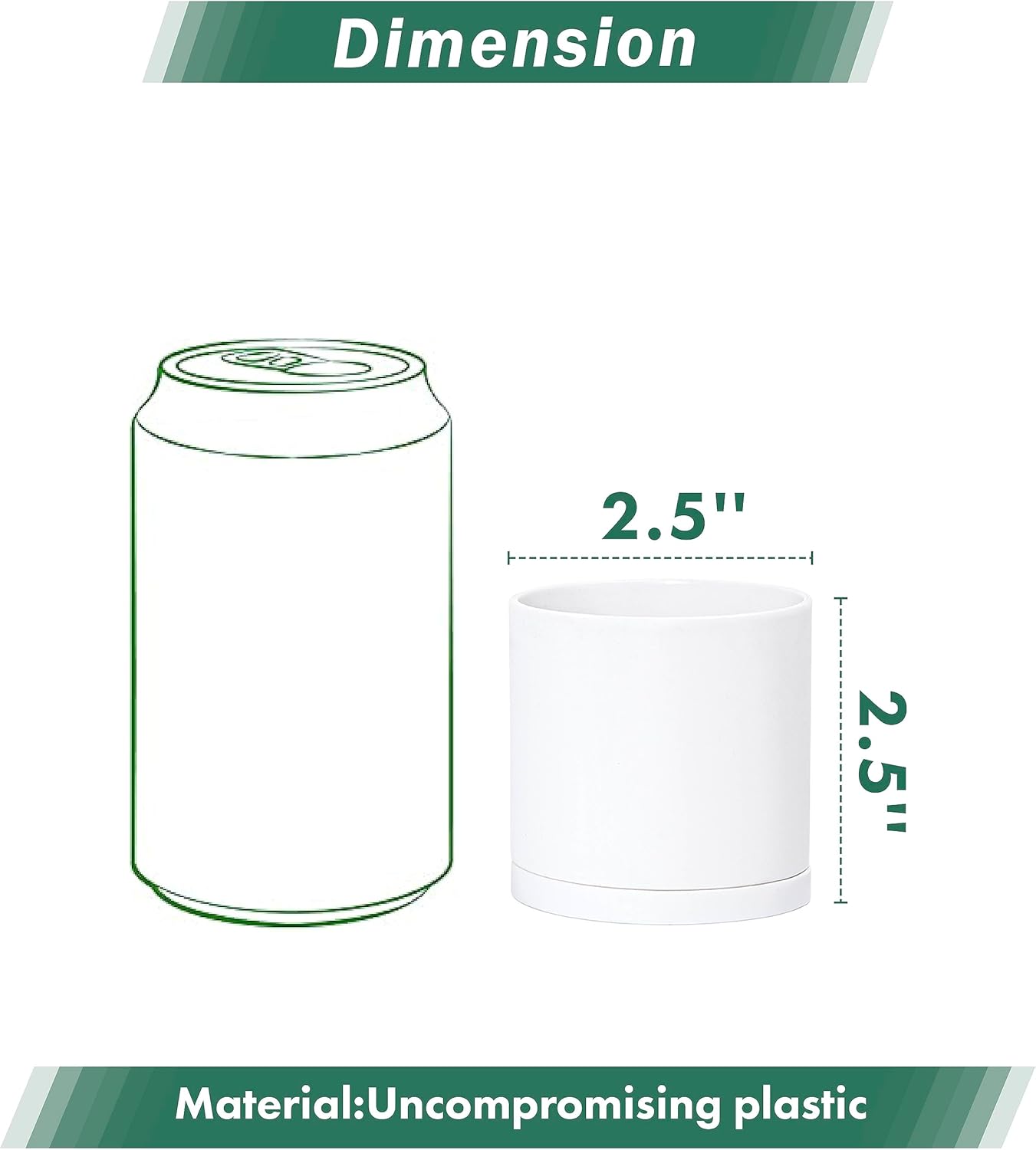 D'vine Dev 18 Pack 2.5 Inch Mini Plastic Plant Pots, Small Garden Planters for Plant with Drainage Holes and Saucers, White Color, 74-Z-B-5