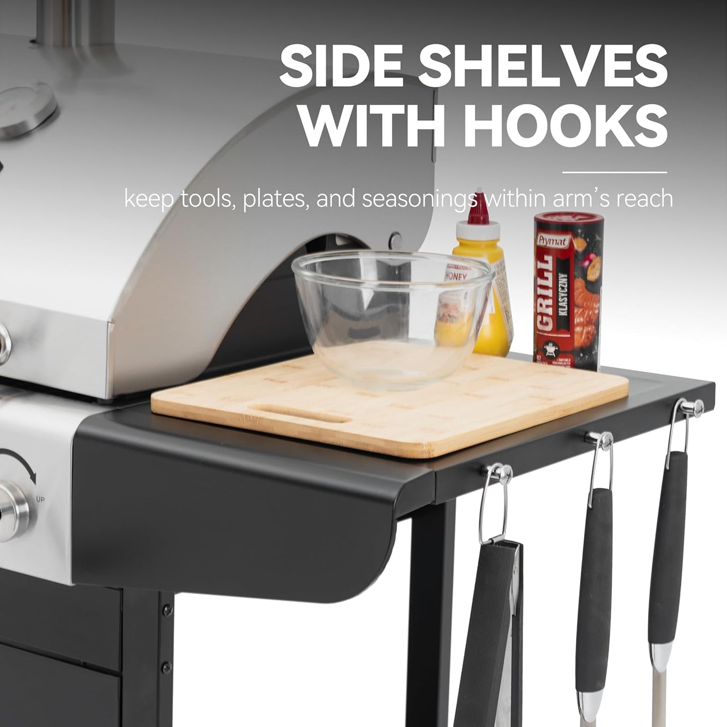 Royal Gourmet ZH3002N Propane Gas and Charcoal Grill Combo, Dual Fuel BBQ Grill with 2 Side Shelves for Outdoor Patio Garden Backyard Barbecue, 20,000 BTUs, Silver & Black