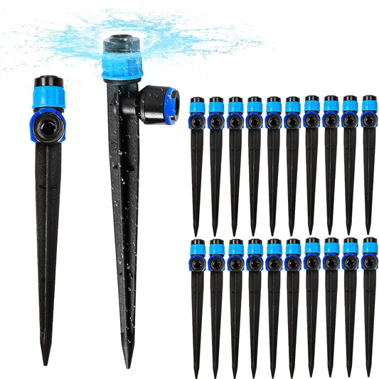 20PCS 1/4 inch Tubing Drip Irrigation Emitters Sprayer,360 Degree Drip Emitter Sprayer with Stake, Irrigation Dripper Sprinklers for Drip Irrigation System