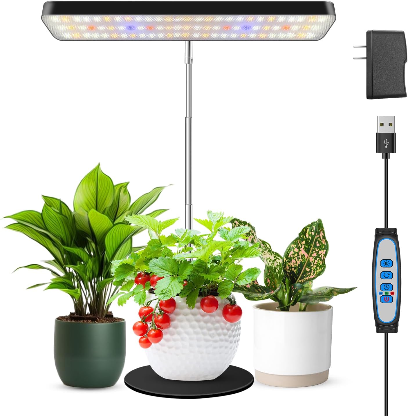 Wiaxulay Grow Lights for Indoor Plants Full Spectrum, 78 LED/11 in Desktop Plant Grow Light with Metal Base, Height Adjustable 7.8-26 in, 3 Lighting Modes, Auto Timer 6/12/16 Hrs, 5 Brightness,1 Pack