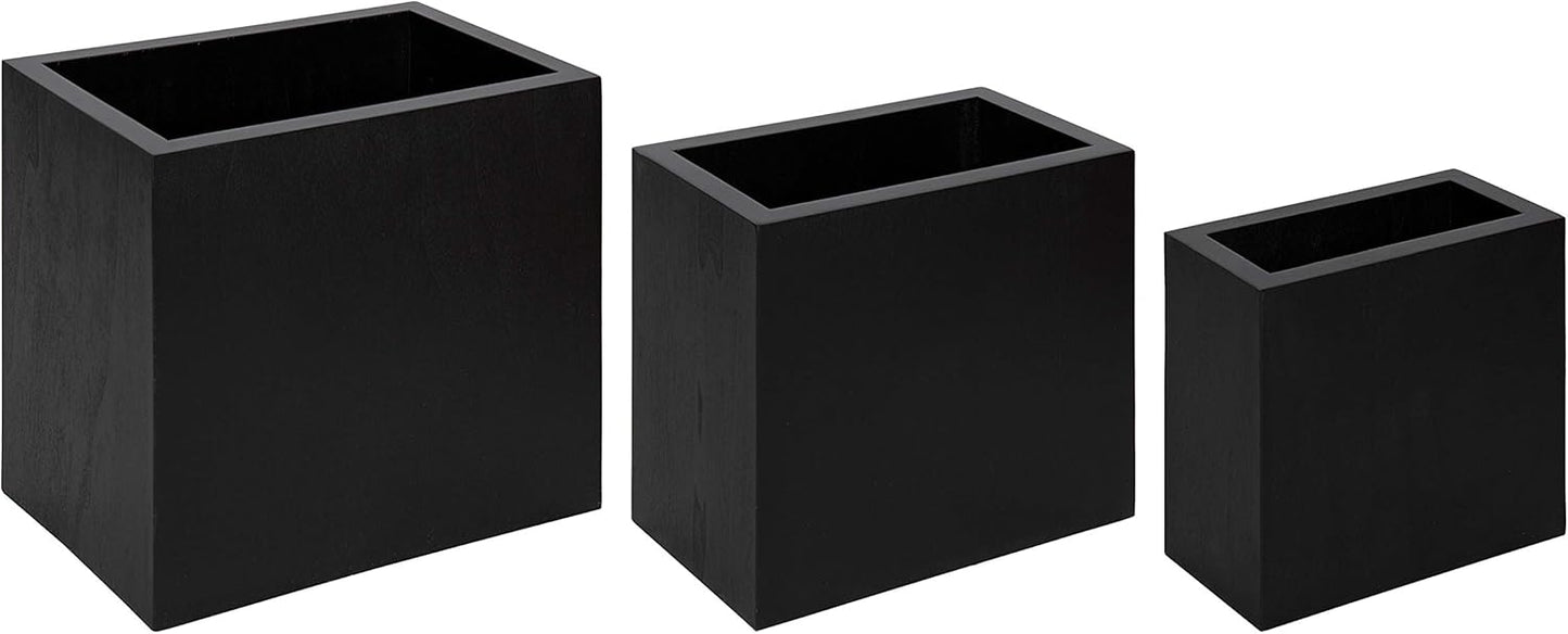 Kate and Laurel Domio Wall Hanging Planter Shelves, Set of 3, Black, Geometric Nesting Planter Collection