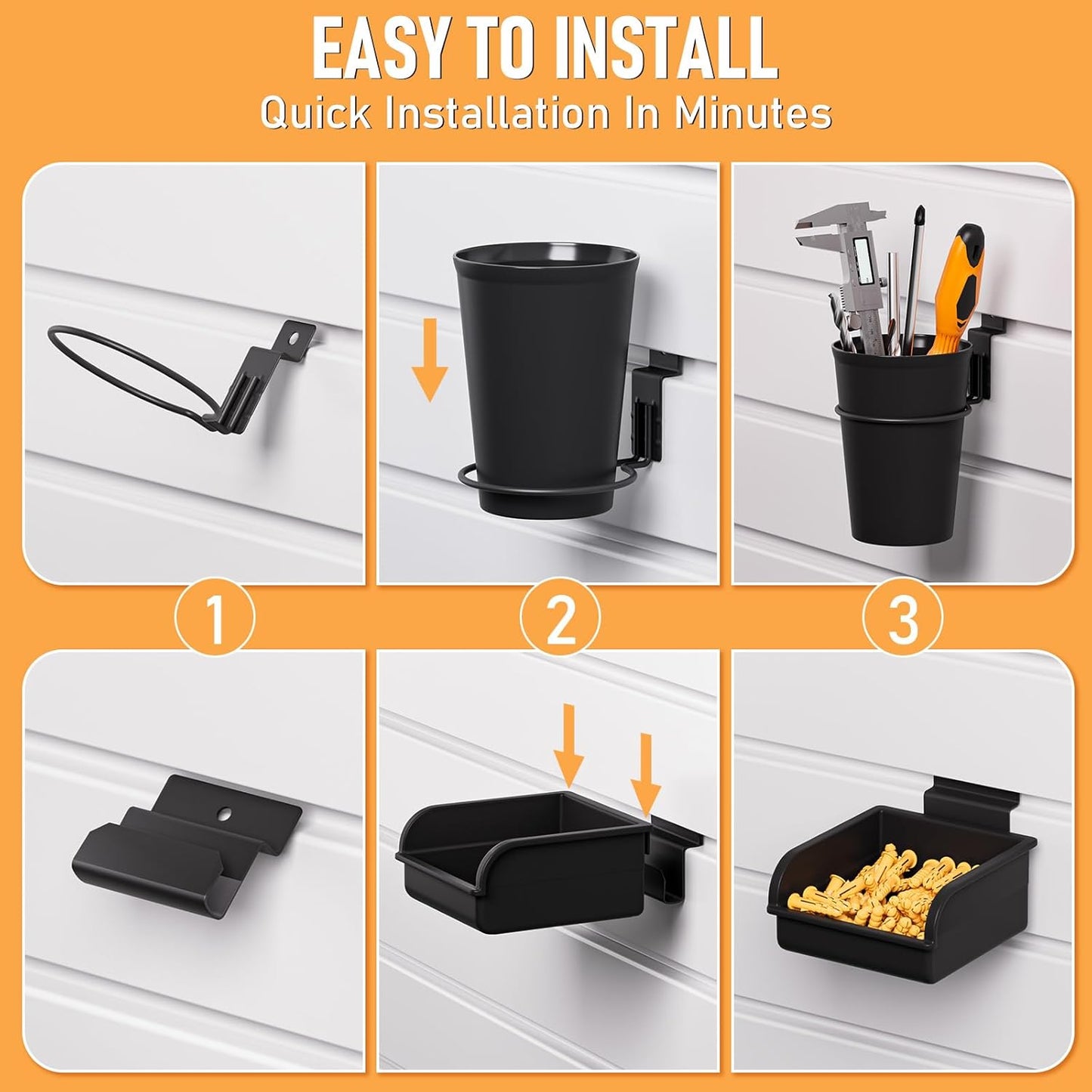 INCLY 30PCS Slatwall Accessories Set with Slatwall Baskets, Slatwall Hooks, Slatwall Shelves, Slatwall Bins, Slatwall Cups, Heavy Duty Slat Wall Accessory for Garage Room Shop Organizing Display