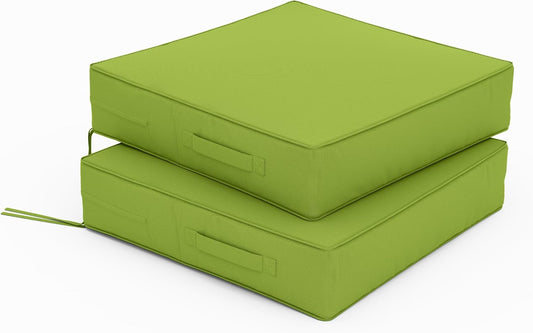 Patio Chair Cushions 19 X 19 X 4 Inch Waterproof Outdoor Seat Cushions for Patio Furniture, Outdoor Sofa Couch Pads with Ties & Handle, Set of 2, Grass Green