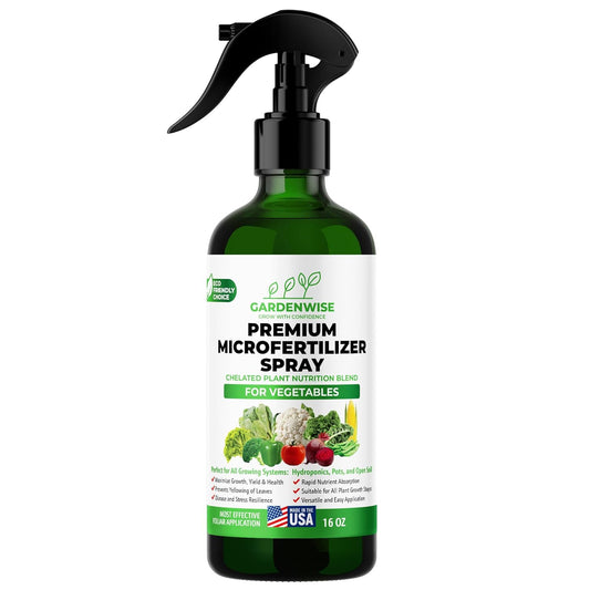 Premium Microfertilizer Foliar Spray - Chelated Plant Nutrition Blend with Chelated Iron for Vegetables. Perfect for Hydroponics, Pots, and Open Soil. Ready to Use (16 OZ)