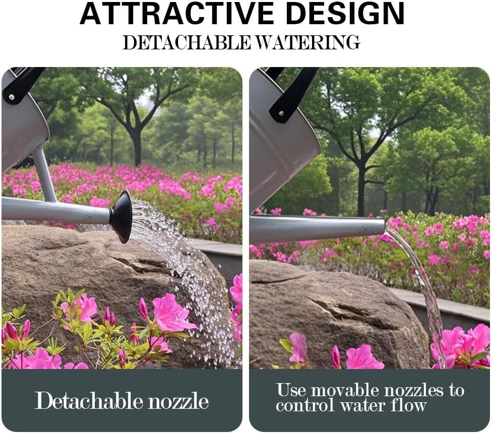 Metal Watering Can, One Gallon Watering Cans Stainless Steel for Outdoor Indoor Garden Plants Watering (Silver 1 Gallon)