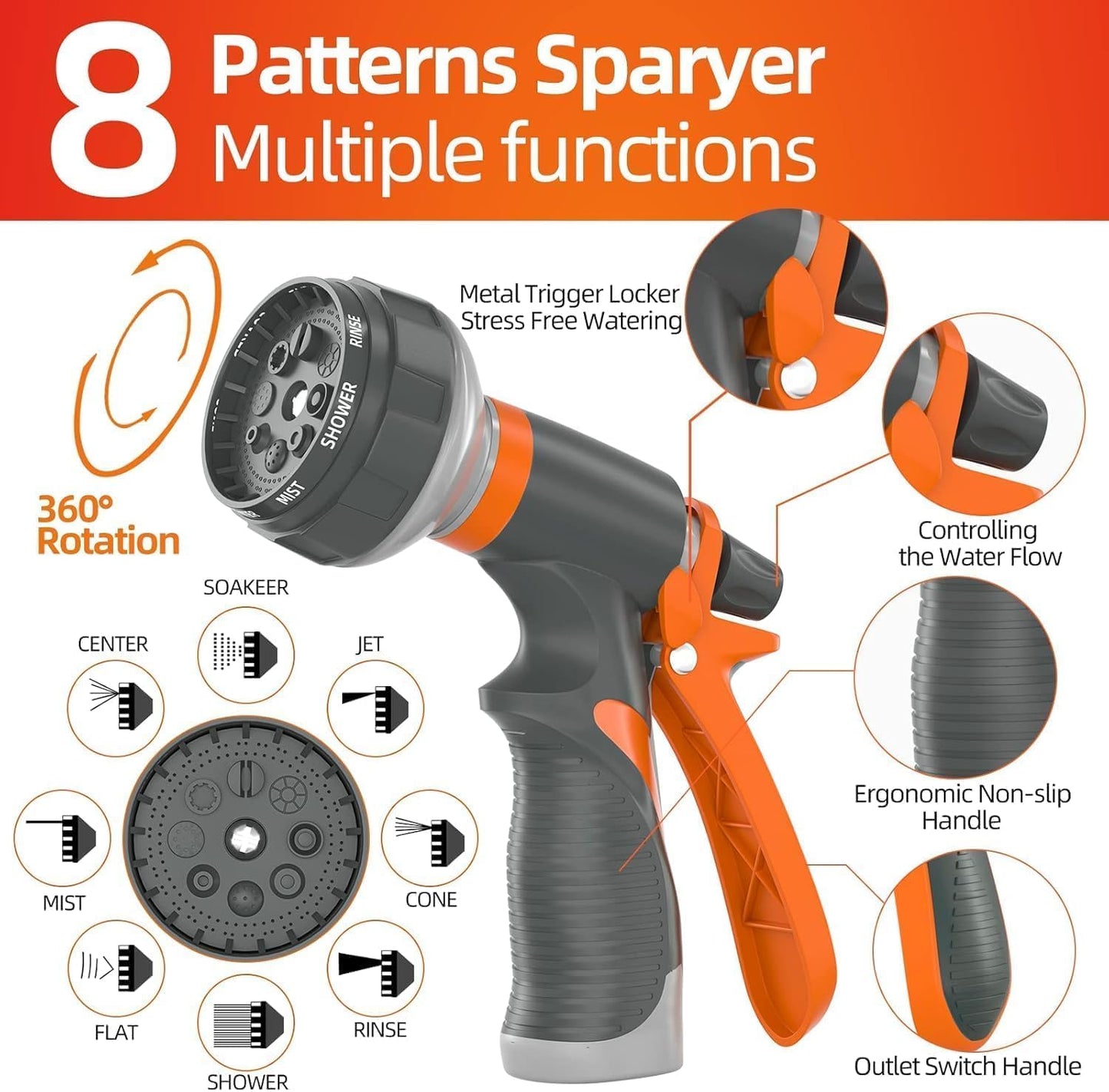 Garden Water Hose 25 ft x 3/4 in Heavy Duty, Flexible and Lightweight, Burst 600 psi, Kink-less Hybrid Rubber Pipe for Backyard, 3/4'' Brass Fittings, Black