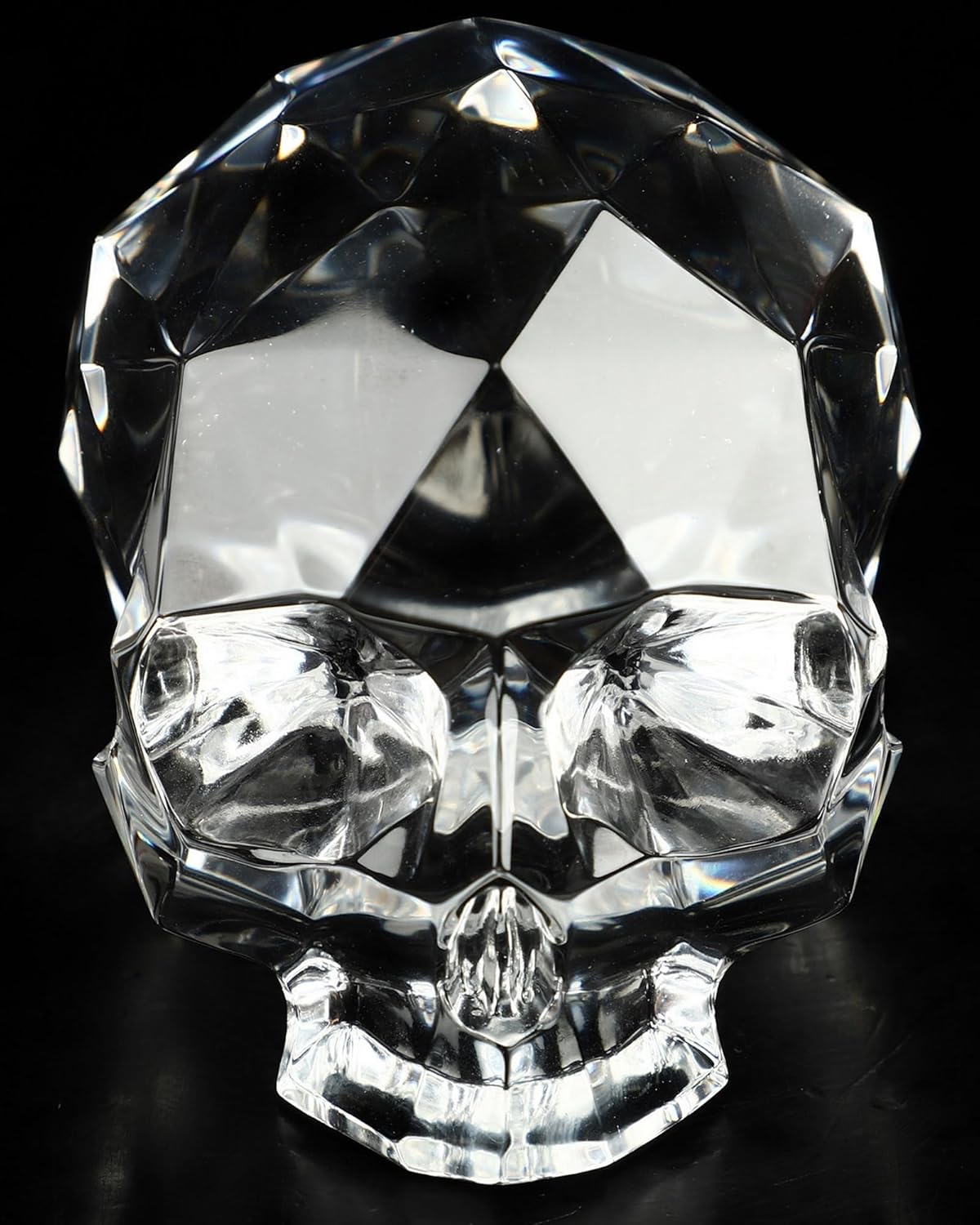 Skullis 3.8" K9 Crystal Skull, Hand Carved Gemstone Fine Art Sculpture, Reiki Healing Stone Statue.828