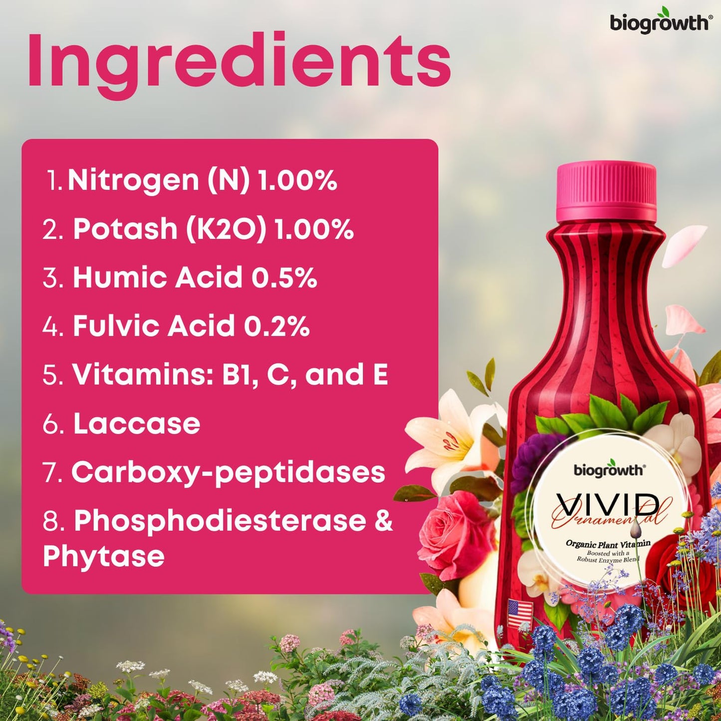 Concentrated Liquid Enzyme-Based Organic Plant Food | Organic Plant Fertilizer & Bloom Booster | Ideal for Flowers, Fruits & Vegetables, Indoor & Outdoor Gardening (8.45oz)
