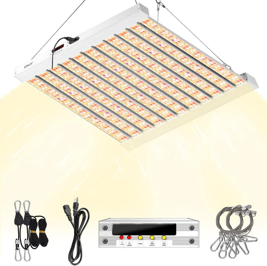 SZHLUX 500W LED Grow Light 4x4/5x5ft with Timer and Temp Control, Full Spectrum Grow Lamp with 1056 Diodes,Indoor Plants for Seedling Veg and Bloom Grow Light