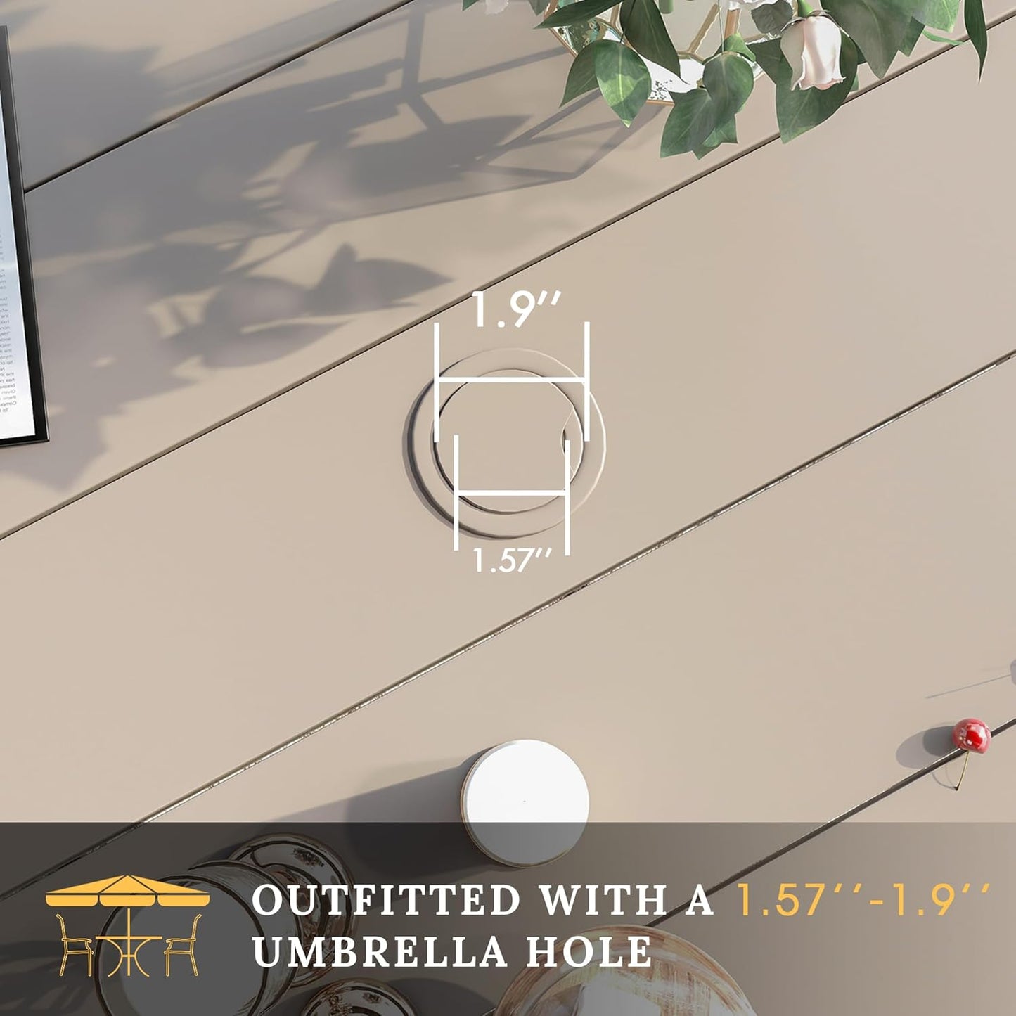 VICLLAX 11 Pieces Patio Dining Set for 10, Outdoor Furniture Set Includes 60" Round Outdoor Table and 10 Lawn Stackable Chairs, Sandshell Color Tabletop and Fabric