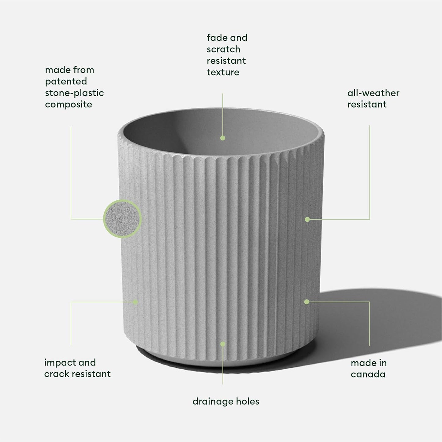 Veradek Demi Series Round Planter for Porch, Patio, Backyard | Durable Plastic-Stone Composite Material | Modern Décor for Tall Plants, Flowers