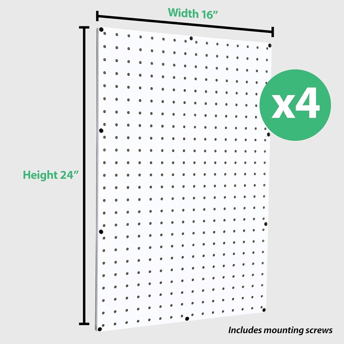 WallPeg Pegboard Kit - 4 Each 24"x16" White Pegbaord Panels - Made in The USA