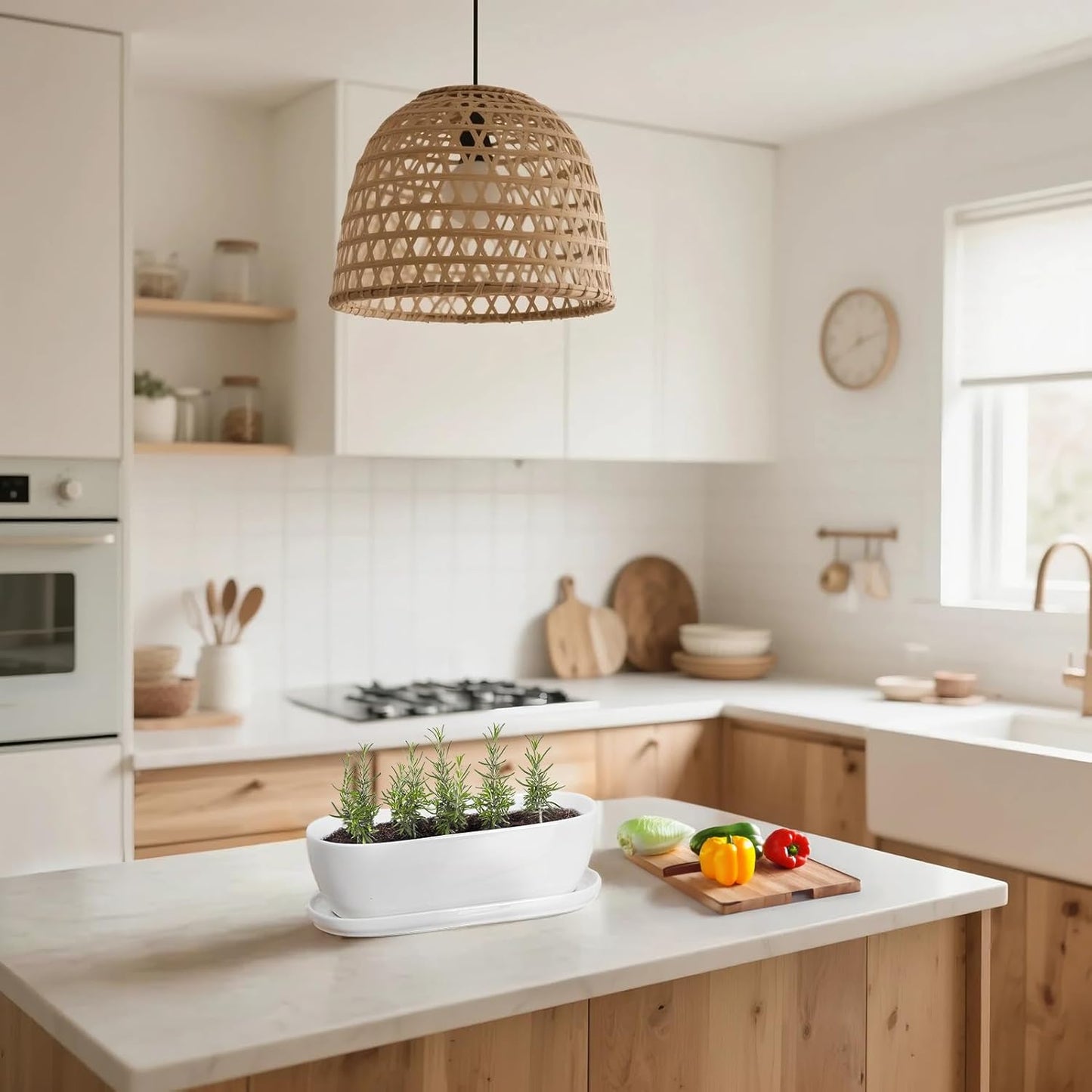 E-liu Ceramic Plant Pots, 11+14 inch, Set of 2, Planters with Drainage Holes Saucers and Mesh Pads, Indoor Flower Succulent Pot with Hole Mesh Pad, Gifts for Mom, Plants Not Included