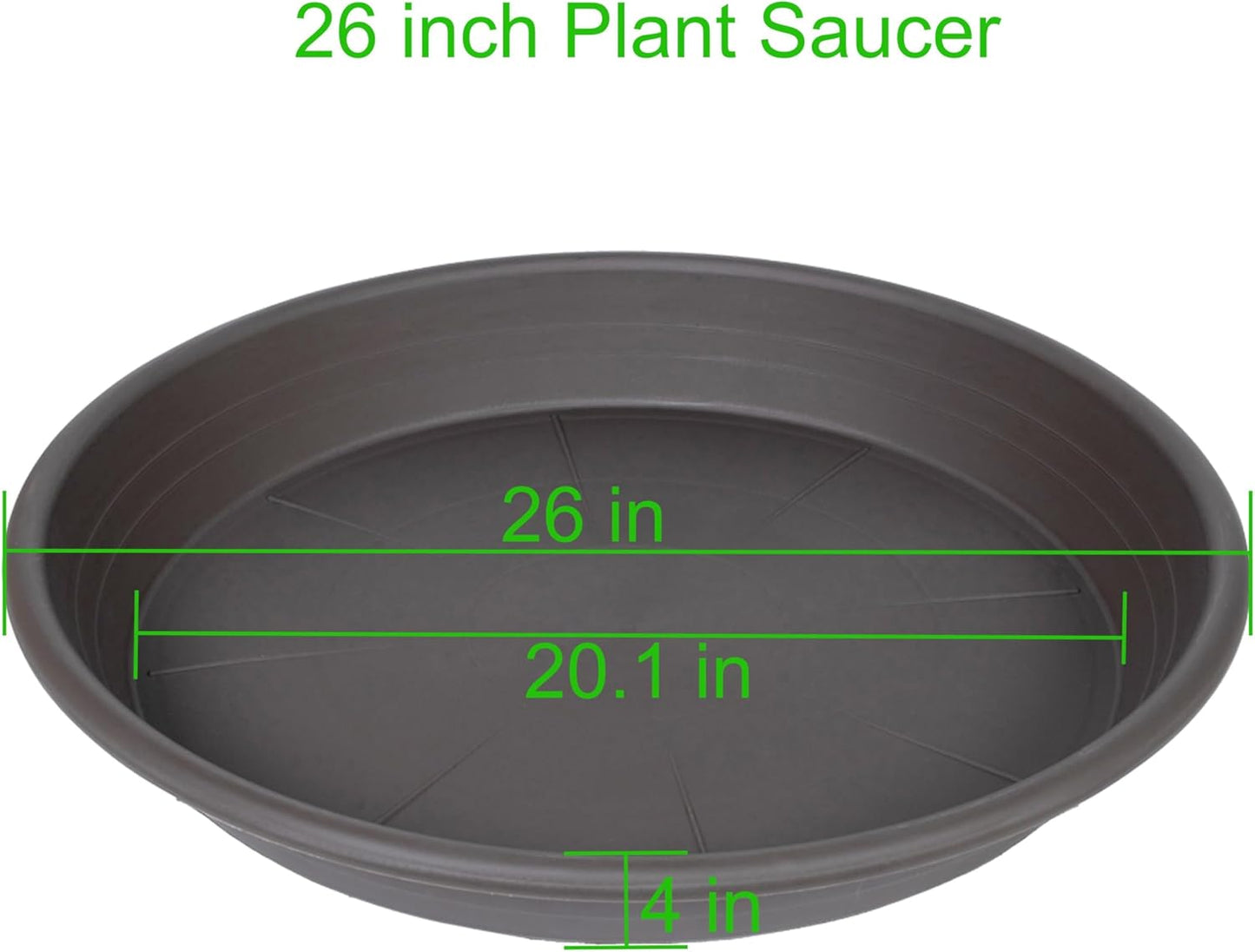 2 Pack of 26 inch Plant Saucer, Large Plant Tray, Heavy Sturdy Plant Drainage Tray for Indoors, Bird Bath Bowls, Sturdy Plastic Pot Tray for Planter 23 24 25"(Brown)