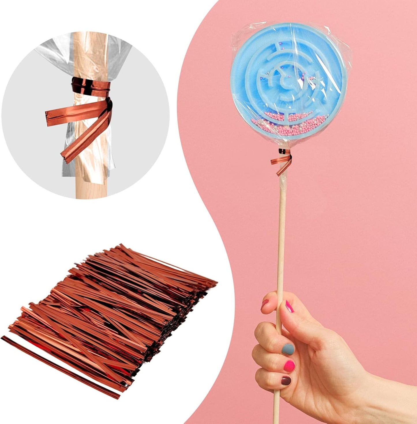 800 Pcs Metal Twist Ties 4 Inches Twist Straps for Bread Bags Candy Bags Snack Bags Halloween Party Cake Favor (Red)