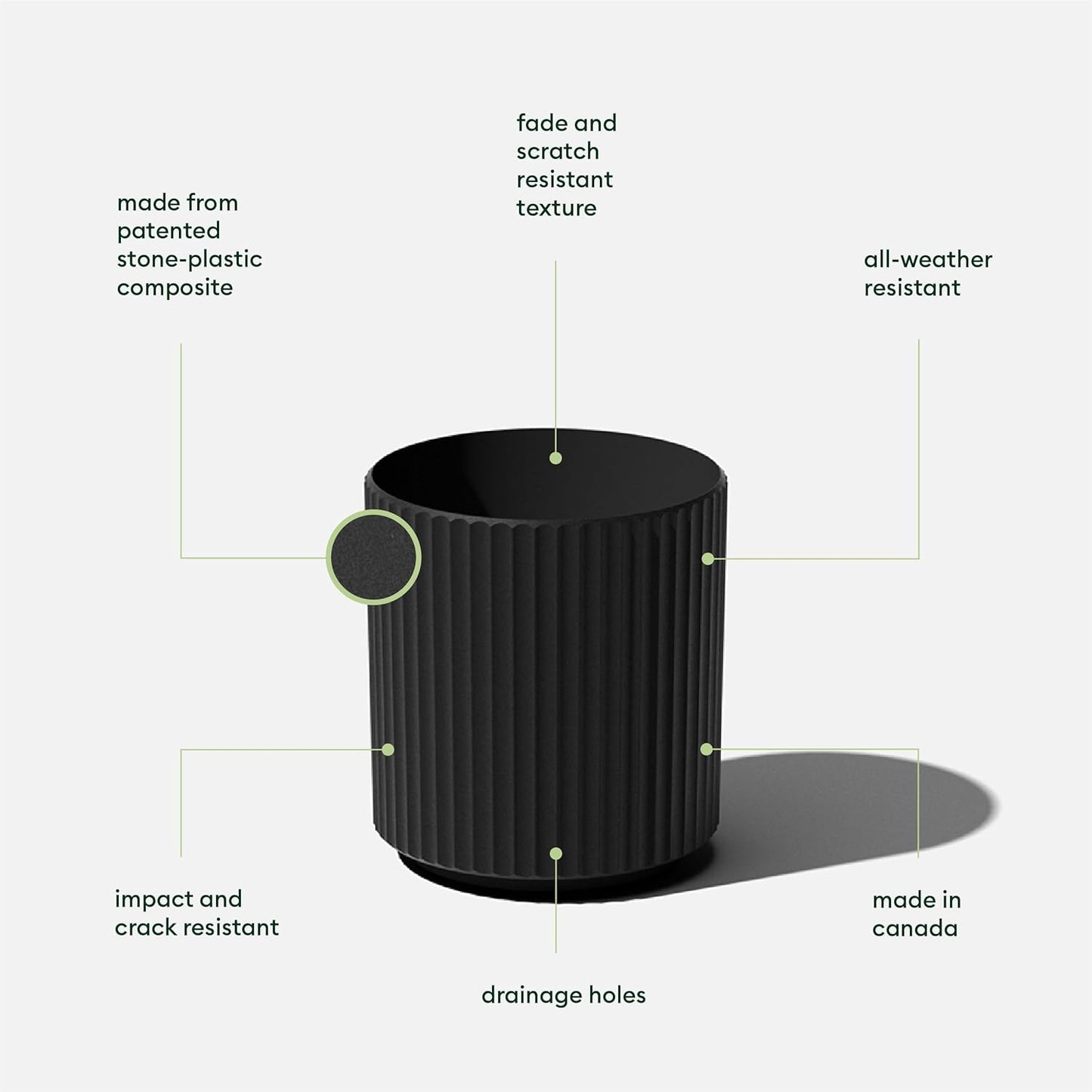 Veradek Demi Series Round Planter for Porch, Patio, Backyard | Durable Plastic-Stone Composite Material | Modern Décor for Tall Plants, Flowers