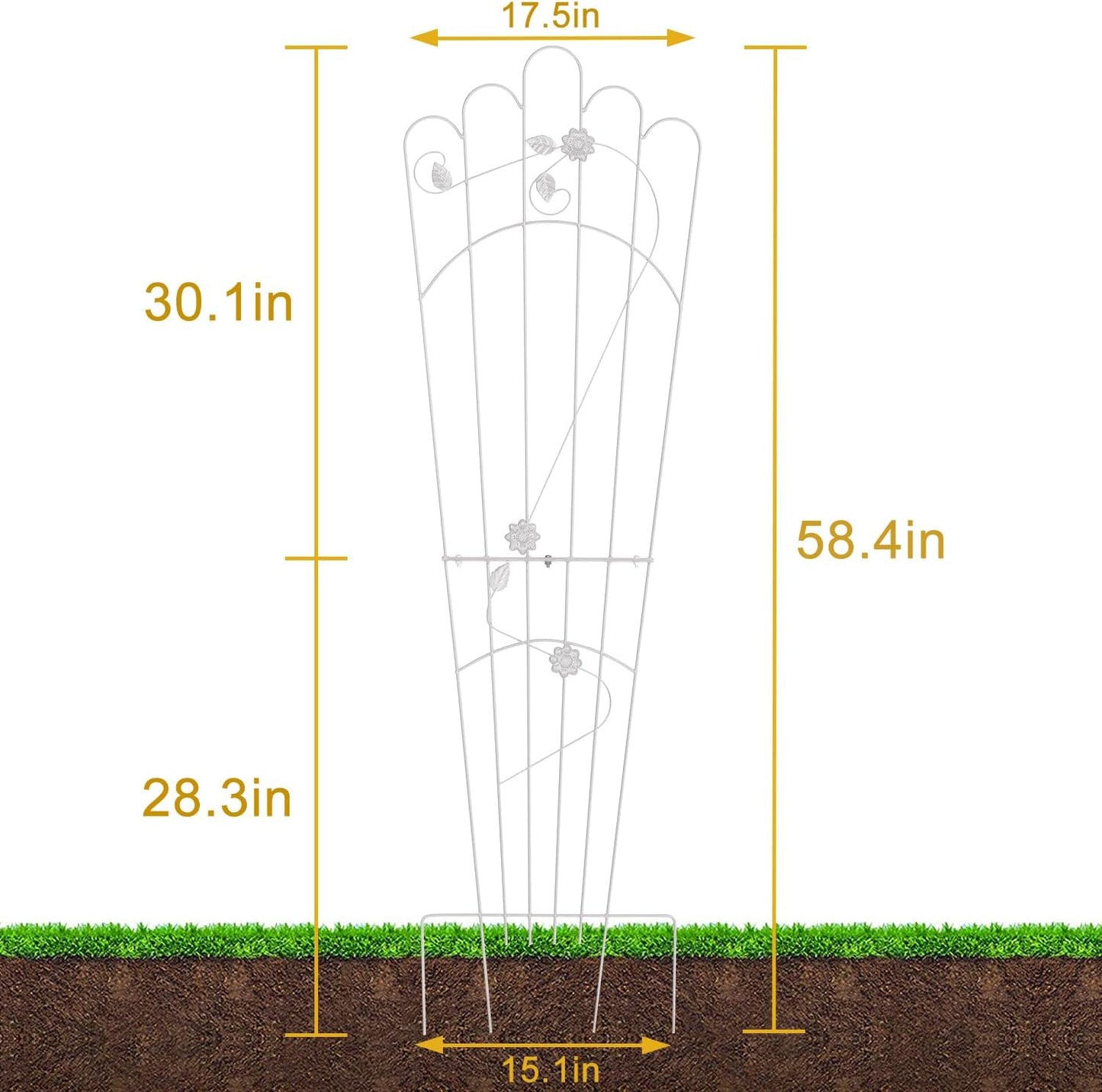 Metal Detachable Trapezoidal Garden Trellis for Climbing Plants, 60 Inches Sturdy Patio Plant Support for Indoor Plants Trellis for Rose, Vegetable Flower, Backyard Pack of 2 - White