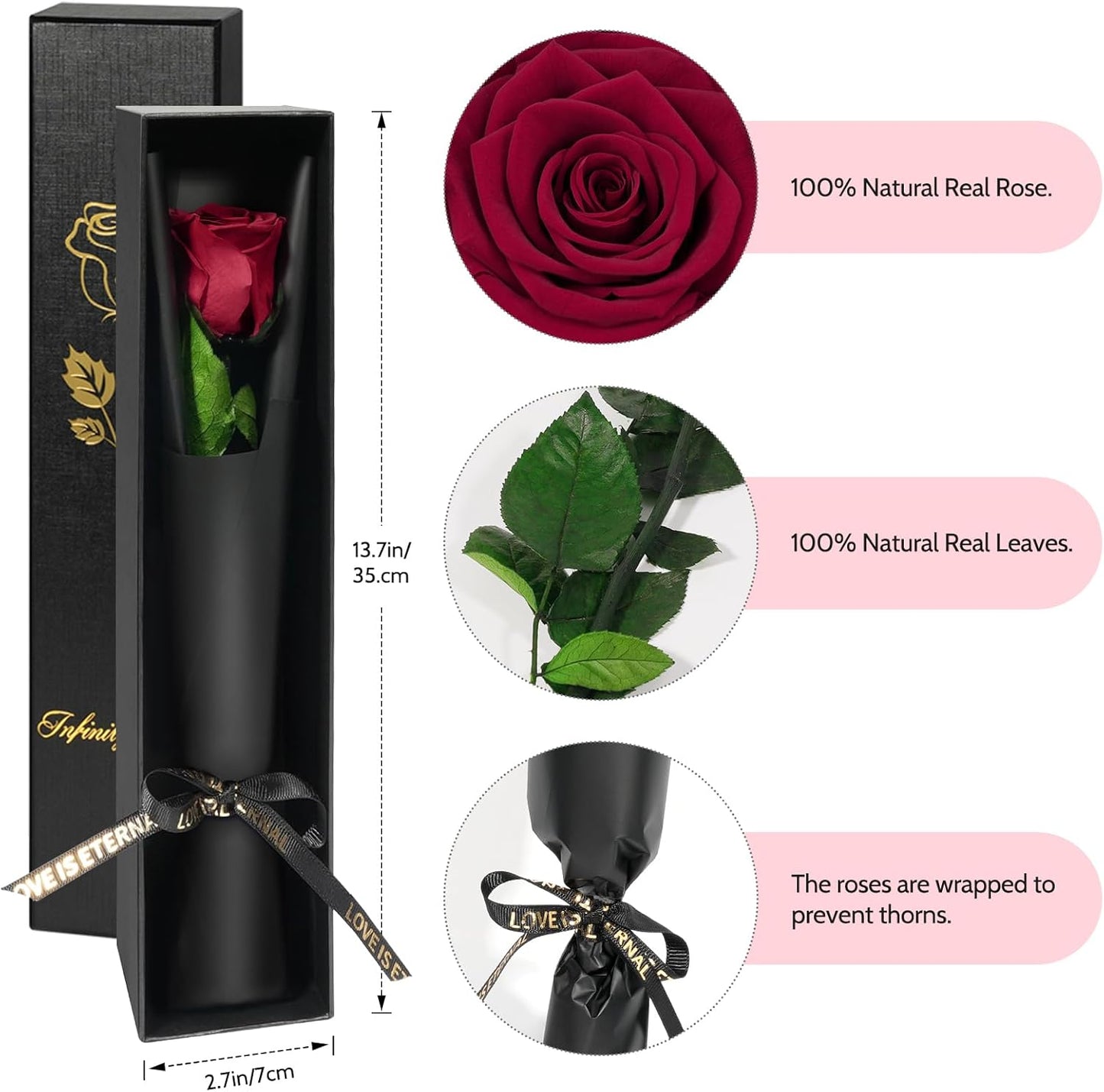 Yamonic Preserved Flower Rose Birthday Gifts for Women, Mothers Day Rose Flowers Gifts for Mom, Real Flower for Women, Grandma, Wife, Girlfriend Gifts for Christmas, Valentine's Day