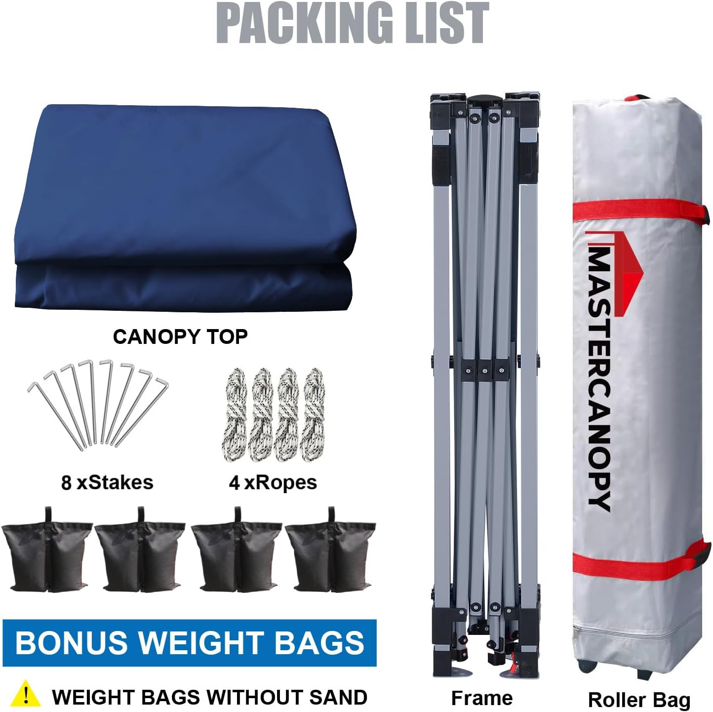 MASTERCANOPY Durable Pop-up Canopy Tent with Roller Bag (8x8, Navy Blue)
