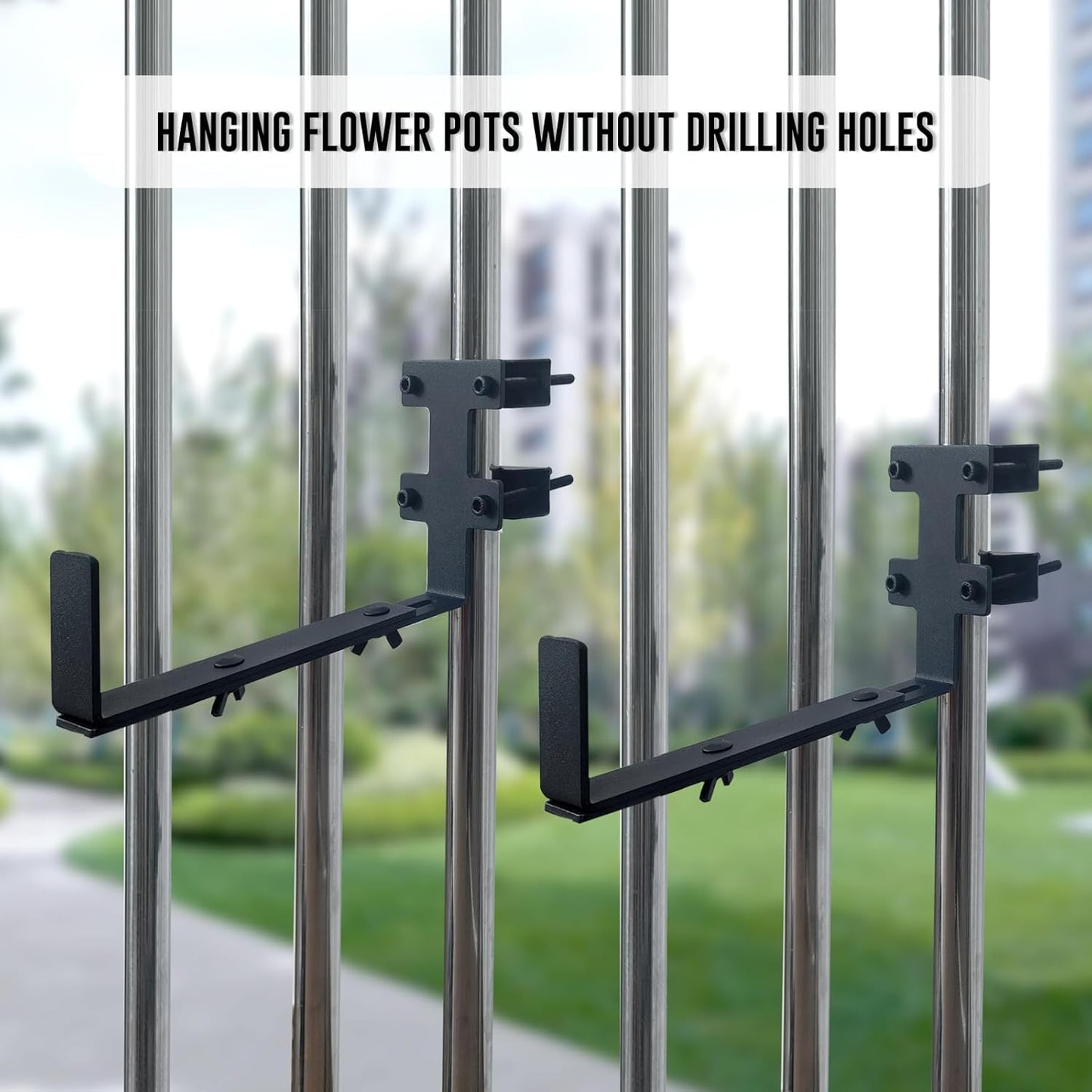 Planter Box Bracket, Flower Box Holder Circular and Square Railings Brackets,Adjustable Deck Railing Planter Box Holder for Patio Garden Fence Pergola Balcony (4 Pieces)