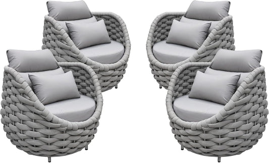 TWT 4 Pieces Patio Sofas, All-Weather Teslin Rope Balcony Furniture with Cushions & Pillows, Patio Couch Outdoor Patio Furniture Set for Indoor, Balcony, Backyard, Deck, Poolside, Grey