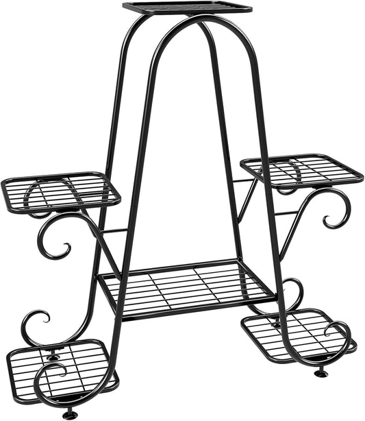 Plant Stand 6 Tier Metal Plant Stands for Indoor Outdoor Plants Multiple Tiered Tall Iron Plant Shelf, Black Plant Rack, Heavy Duty Flower Pot Holder for Corner, Patio, Living Room