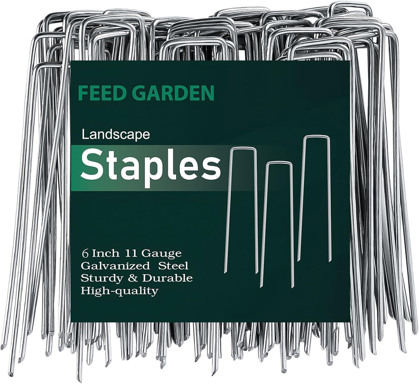 FEED GARDEN 6 Inch 25 Pack Galvanized Landscape Staples 11 Gauge Turf Garden Stakes Tent Stakes Landscaping Fabric SOD Pins Yard Stakes for Weed Barrier Fabric
